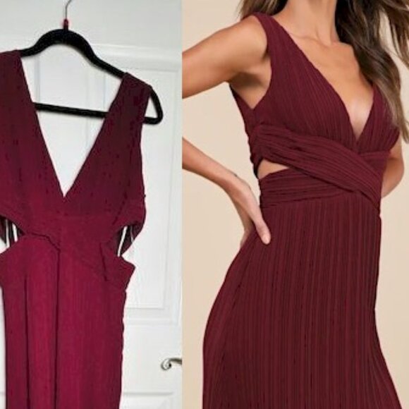 Lulu's Burgundy Maxi Dress - Picture 4 of 12